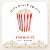 She's Ready To Pop Baby Shower Popcorn Kartonnen Onderzetters (Voorkant)