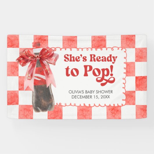 She's Ready to Pop Baby Shower Spandoek (Horizontaal)