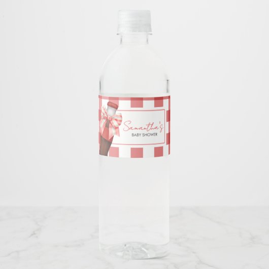 She's Ready to Pop Baby Shower Waterfles Etiket (Voorkant)