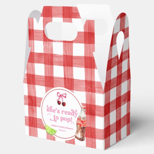 She's Ready To Pop! Cherry Soda Pop Baby Shower Bedankdoosjes (Geopend)