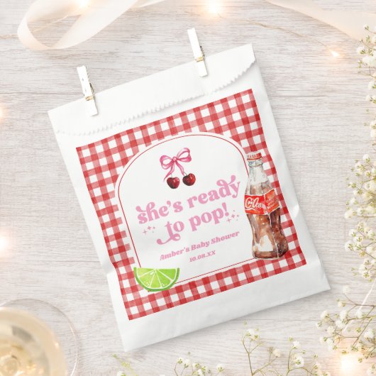 She's Ready To Pop! Cherry Soda Pop Baby Shower Bedankzakje (Geknipt)