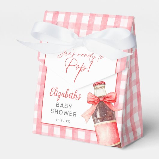 She's Ready To Pop Red Bow Baby Shower Bedankdoosjes (Voorkant Zijde)