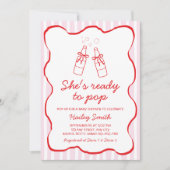 She's Ready To Pop Red Soda Bottle Baby Shower Kaart (Voorkant)