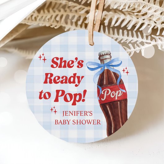 She's Ready to Pop Soda Baby Shower Bedankjes Labels