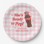 She's Ready to Pop Soda Baby Shower Papieren Bordje (Voorkant)