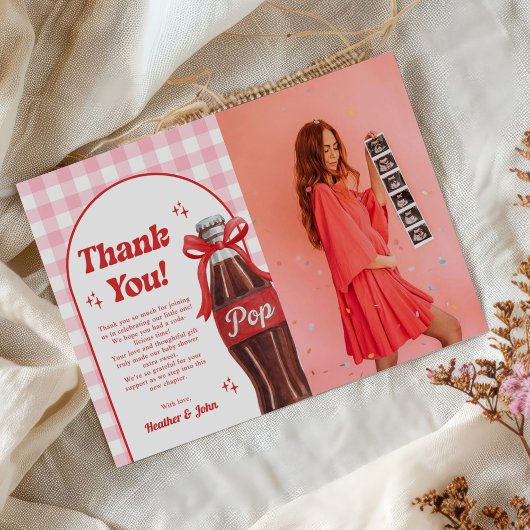 She's Ready to Pop Soda Baby Shower Photo Bedankkaart