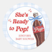 She's Ready to Pop Soda Baby Shower Ronde Sticker (Voorkant)