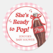 She's Ready to Pop Soda Baby Shower Ronde Sticker (Voorkant)