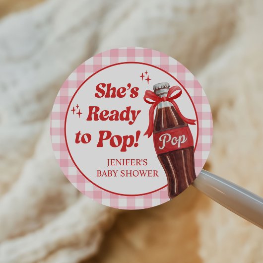 She's Ready to Pop Soda Baby Shower Ronde Sticker