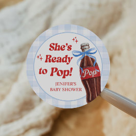 She's Ready to Pop Soda Baby Shower Ronde Sticker
