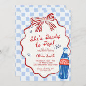  She's Ready to Pop Soda  bleu boy Baby Shower Kaart (Voorkant / Achterkant)