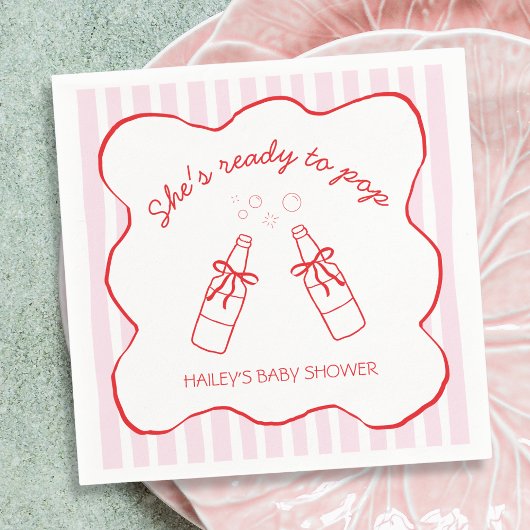 She's Ready To Pop Soda Bottle Baby Shower Servet