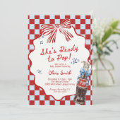  She's Ready to Pop Soda boy Baby Shower Kaart (Staand voorkant)