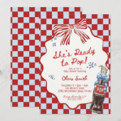  She's Ready to Pop Soda boy Baby Shower Kaart (Voorkant / Achterkant)