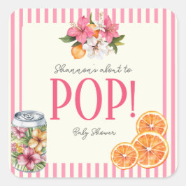 She's Ready to Pop Tropical Floral Citrus Vierkante Sticker