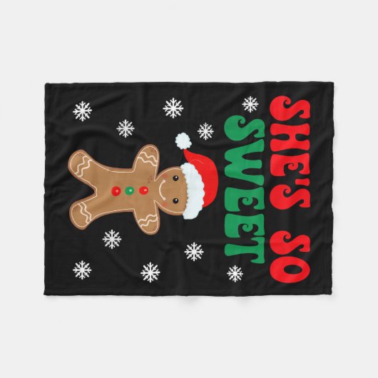 She's So Sweet Funny Gingerbread Couples Christmas Fleece Deken (Voorkant (Horizontaal))