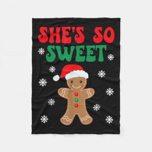 She's So Sweet Funny Gingerbread Couples Christmas Fleece Deken (Voorkant)