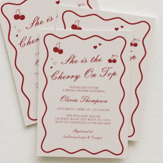 She's The Cherry On Top Bridal Shower Kaart