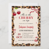 She's the Cherry on top Leopard Cheetah Birthday Kaart (Voorkant)