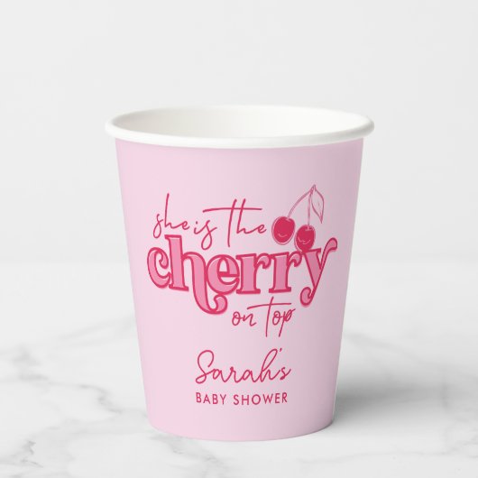 'She's the Cherry on Top' Papieren bekers - Baby s (Achterkant)