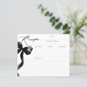 She's Tying the Knot Black Bow Bridal Recipe Card (Staand voorkant)