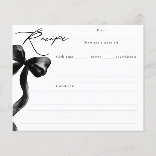 She's Tying the Knot Black Bow Bridal Recipe Card (Voorkant)