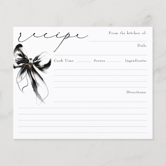 She's Tying the Knot Black Bow Bridal Recipe Card (Voorkant)
