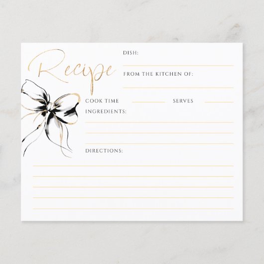 She's Tying the Knot Black Bow Bridal Recipe Card (Voorkant)