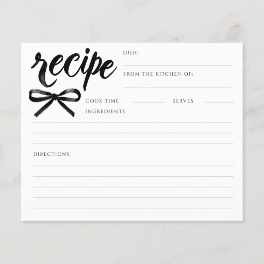 She's Tying the Knot Black Bow Bridal Recipe Card (Voorkant)