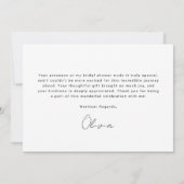 She's Tying the Knot Black Bow Bridal Shower Bedankkaart (Achterkant)