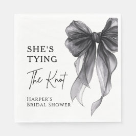 She's Tying The Knot Black Bow Bridal Shower Servet