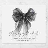 Shes Tying The Knot Black Bow Bridal Shower Sparkling Wijnetiket (Enkel label)