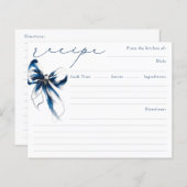 She's Tying the Knot Blue Bow Bridal Recipe Card (Voorkant / Achterkant)