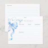She's Tying the Knot Blue Bow Bridal Recipe Card (Voorkant / Achterkant)