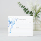She's Tying the Knot Blue Bow Bridal Recipe Card (Staand voorkant)