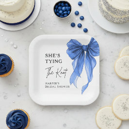She's Tying The Knot Blue Bow Bridal Shower Papieren Bordje