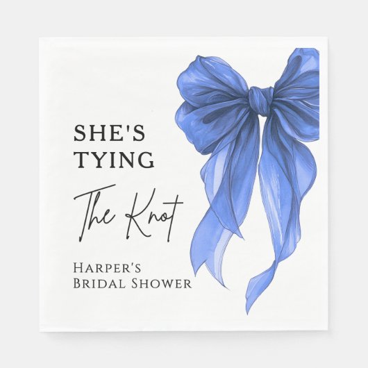She's Tying The Knot Blue Bow Bridal Shower Servet (Voorkant)
