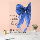 She's Tying The Knot Blue Bow Welcome Sign Acryl Bord (Huwelijk)