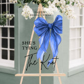 She's Tying The Knot Blue Bow Welcome Sign Acryl Bord
