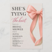 She's Tying The Knot Blush Pink Bow Bridal Shower Kaart (Voorkant)