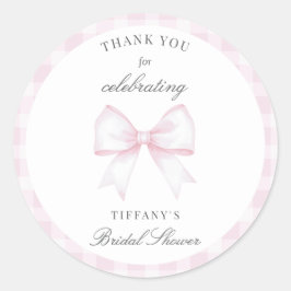 She's Tying The Knot Bow Bridal Shower Thank You Ronde Sticker