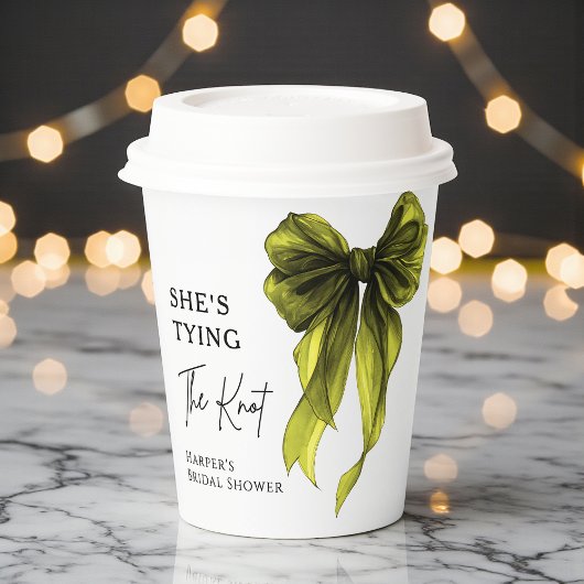 She's Tying The Knot Chartreuse Bow Bridal Shower Papieren Bekers