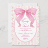 She's Tying the Knot Chic Pink Bow Bridal Shower Kaart (Voorkant)