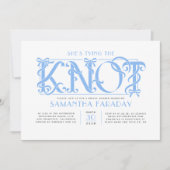 She's Tying The Knot Dusty Blue Bow Bridal Shower Kaart (Voorkant)