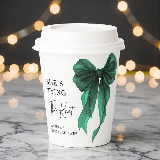 She's Tying The Knot Green Bow Bridal Shower Papieren Bekers