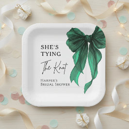 She's Tying The Knot Green Bow Bridal Shower Papieren Bordje