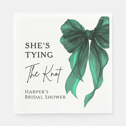 She's Tying The Knot Green Bow Bridal Shower Servet (Voorkant)
