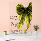 She's Tying The Knot Green Bow Welcome Sign Acryl Bord (Huwelijk)
