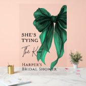 She's Tying The Knot Green Bow Welcome Sign Acryl Bord (Huwelijk)