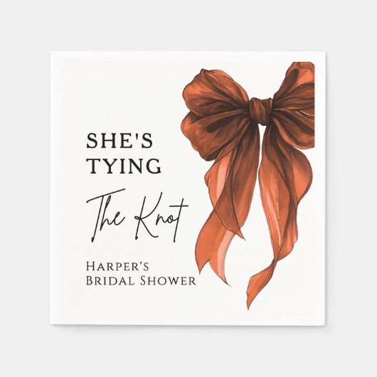 She's Tying The Knot Orange Bow Bridal Shower Servet (Voorkant)